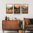 thumbnail image 2 of Mountain Canvas Wall Art, Daisy Flowers Field Landscape Poster, Boho Sunset Wall Print for Nursery Bedroom, Set of 3 Rustic Floral Picture Wall Decor, Nature Wildflower Art Wrapped Canvas, 2 of 6