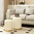 thumbnail image 2 of Costway Ensemble de 2 Ottomans de Rangement en Velours, Ottomans Ronds Modernes avec Rangement pour Salon, 2 of 8