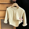 thumbnail image 4 of hotojiny Little Girls Long Sleeve Shirts Comfy Soft Crewneck Plain Kids Tops Boys Fitted Casual Undershirts(Beige,2-3 Years), 4 of 7