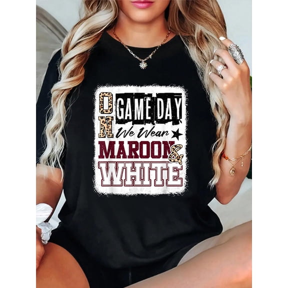 On Gameday Football We Wear Maroon and White School Spirit T-Shirt
