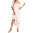 thumbnail image 2 of Zpanxa Women's Comfortable Sleepshirt Nightdress Short Sleeve Solid Color Soft Pajama Dress Loungewear, 2 of 4