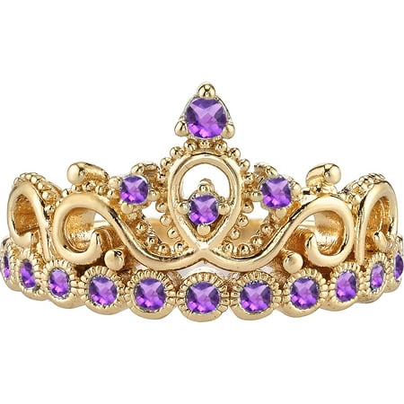 14K Yellow Gold Amethyst Crown Ring (February) (7)