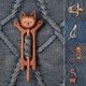 thumbnail image 2 of Women Wooden Animal Brooch Funny Shawl Sweater Scarf Pin Buckle Cartoon Fox Cat Bear Bird Dog Tortoise Girls Jewelry Accessories, 2 of 4