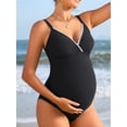 thumbnail image 4 of Sociala V Neck Maternity Swimsuit Ruched Side One Piece Pregnancy Bathing Suits 2026 Swimwear, 4 of 7