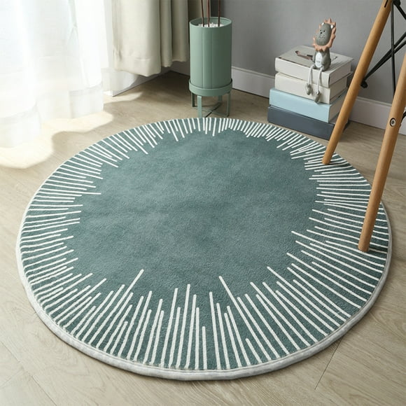 Round Low Pile Area Rug, Non-Shedding Stain Resistant and Machine Washable Carpet with Non-Slip Rubber Back, Kid & Pet Friendly for Living Room, Nursery and Dorm