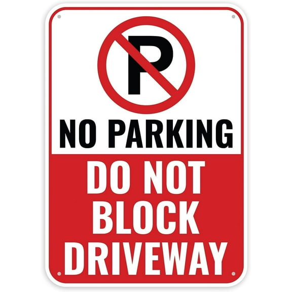 Metal Tin Sign No Parking Do Not Block Driveway Sign, 12 x 8 Inches - Do Not Park In Driveway Signs