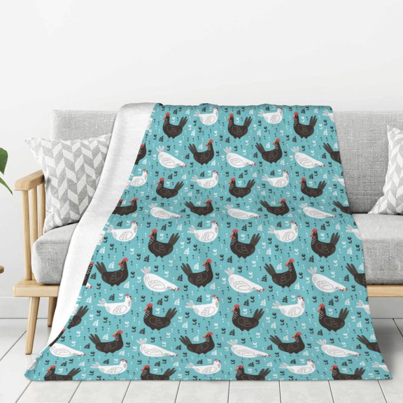 Rateoe Lovely Roosters Pattern Flannel Throw Blanket, Ultra-soft Blanket for Bed, Couch, Car, Hypoallergenic Anti-pilling blanket-40"x30"(Vertical)