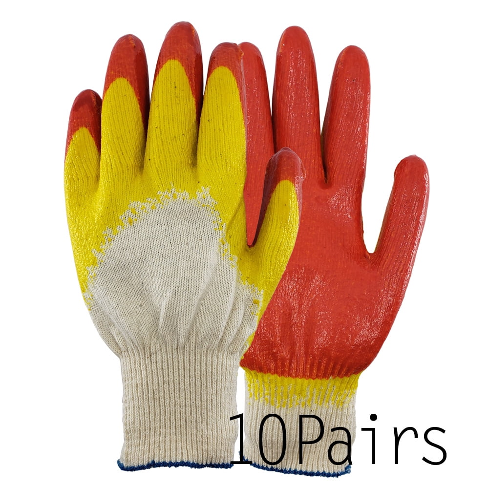 NEW 1-Pair GRIP GLOVES Latex Palm Textured Grip & Fabric Back  One-Size-Fits-Most