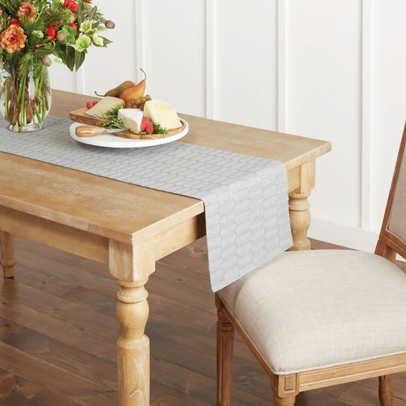 Martha Stewat Honeycomb Fabric Table Runner, 14"x72", Charcoal Grey