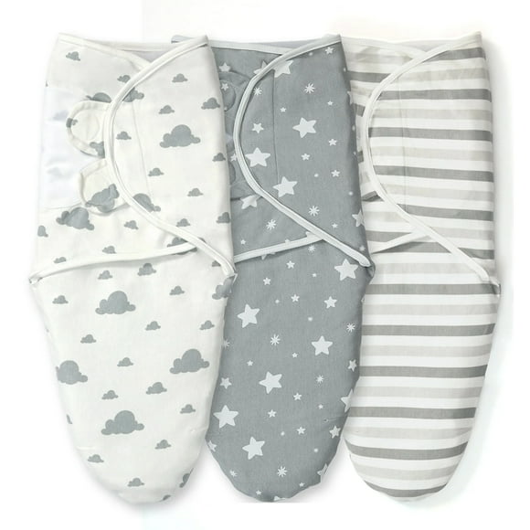 IR Imperial Rooms 3 Piece Newborn Baby Swaddle Wrap Blanket Sleep Sack 0-3 Months for Grey Unisex