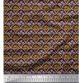thumbnail image 1 of Soimoi Brown polyester Crepe Fabric Geometric,Yellow & Purple Floral Damask Print Sewing Fabric BTY 52 Inch Wide, 1 of 3