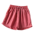 thumbnail image 2 of UNITWRY Summer Tennis Shorts for Women Solid Color Elastic High Waist Bermuda Shorts Golf Running Gym Active Workout Drawstring Shorts, 2 of 3