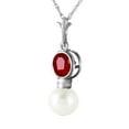 thumbnail image 2 of Galaxy Gold GG 14K White Gold 1.23 Carat Ruby and Pearl Pendant Necklace - July Birthstone - Passion & Protection - 16" to 24" - Fine Jewelry for Women, 2 of 2