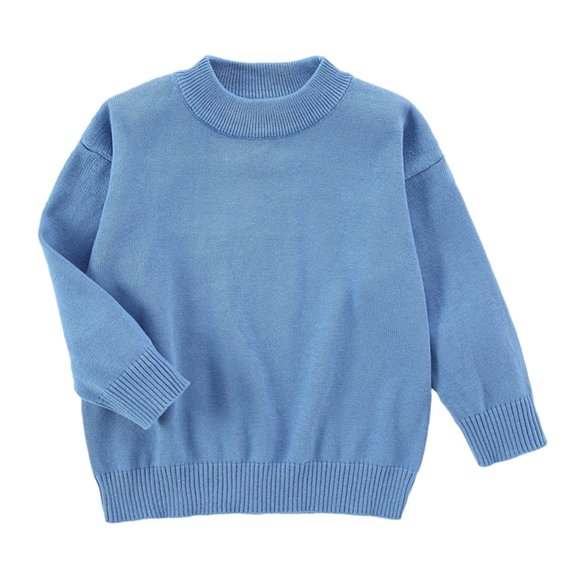 GYRATEDREAM Kids Boys Girls Cable Knit Slim Fit Sweaters Long Sleeve Crewneck Chunky Pullover Cute Knitwear Fall Jumper Tops for 4-5Y Blue
