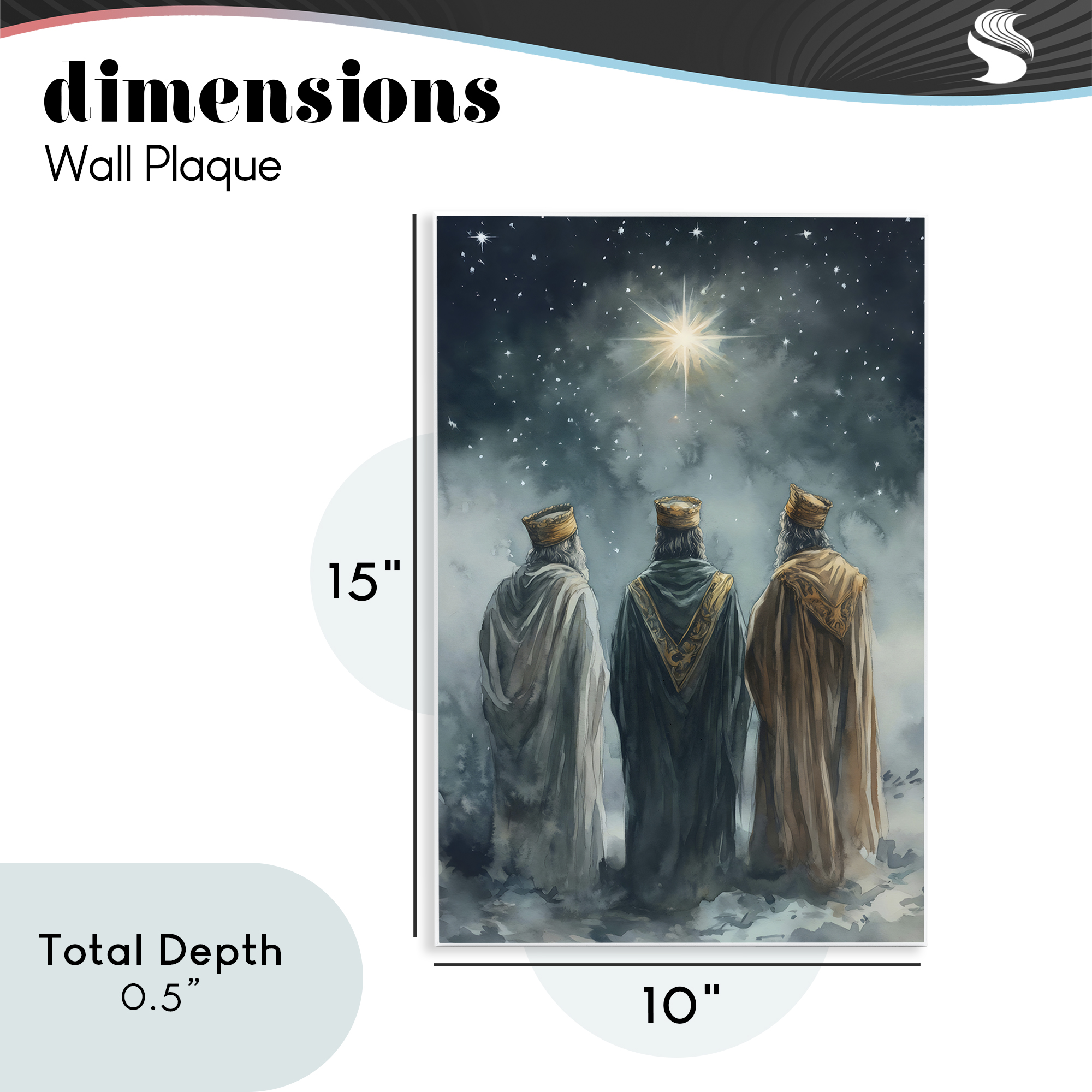 Three Wise Men & North Star Wall Plaque Art, design by Petal Prints Design