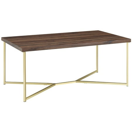 42 Inch Y Leg Coffee Table In Dark Walnut With Gold Metal Base Canada - Coffee Table Base Canada 42 Inch Y Leg Coffee Table In Dark Walnut With Gold Metal Base Canada - Coffee Table Base Canada