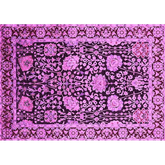 Ahgly Company Indoor Rectangle Oriental Pink Industrial Area Rugs, 5' x 7'