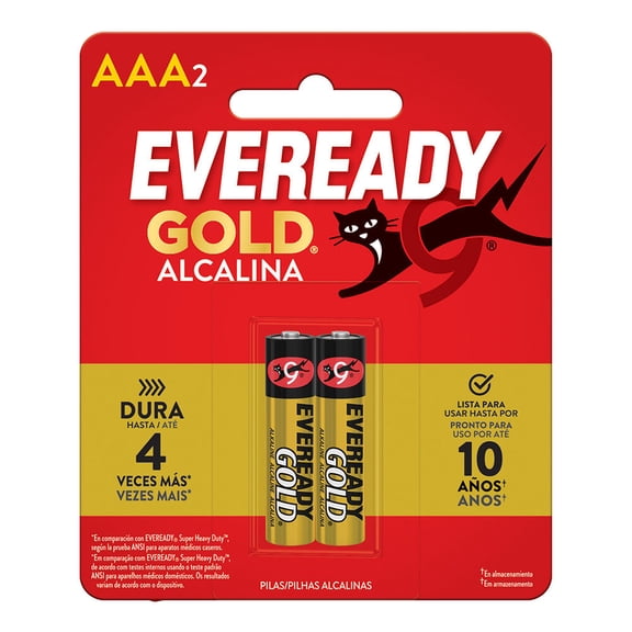 Pilas Alcalinas Prichos Eveready Gold AAA BP2 con 2 Piezas