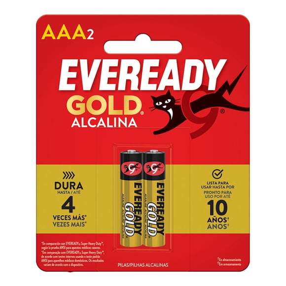 Pilas Alcalinas Prichos Eveready Gold AAA BP2 con 2 Piezas