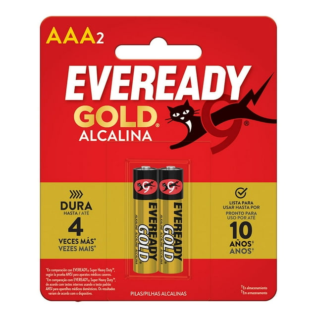 Pilas Alcalinas Prichos Eveready Gold AAA BP2 con 2 Piezas