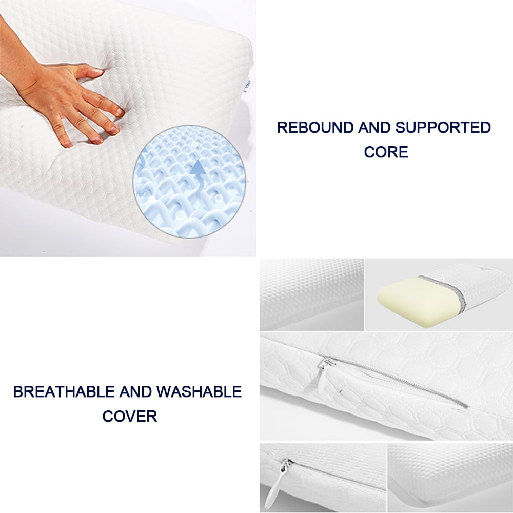 Memory Foam Bed Pillows, Pillow for Side and Back Sleeper, Pillow for Neck Pain Relief, Washable Removable Cover, Soft, White (Standard)