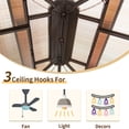thumbnail image 3 of 10'x12' Hardtop Gazebo, Permanent Outdoor Gazebo with Polycarbonate Double Roof, Aluminum Gazebo Pavilion with Curtain and Net for Garden, Patio, Lawns, Deck, Backyard(Brown) 00021, 3 of 6