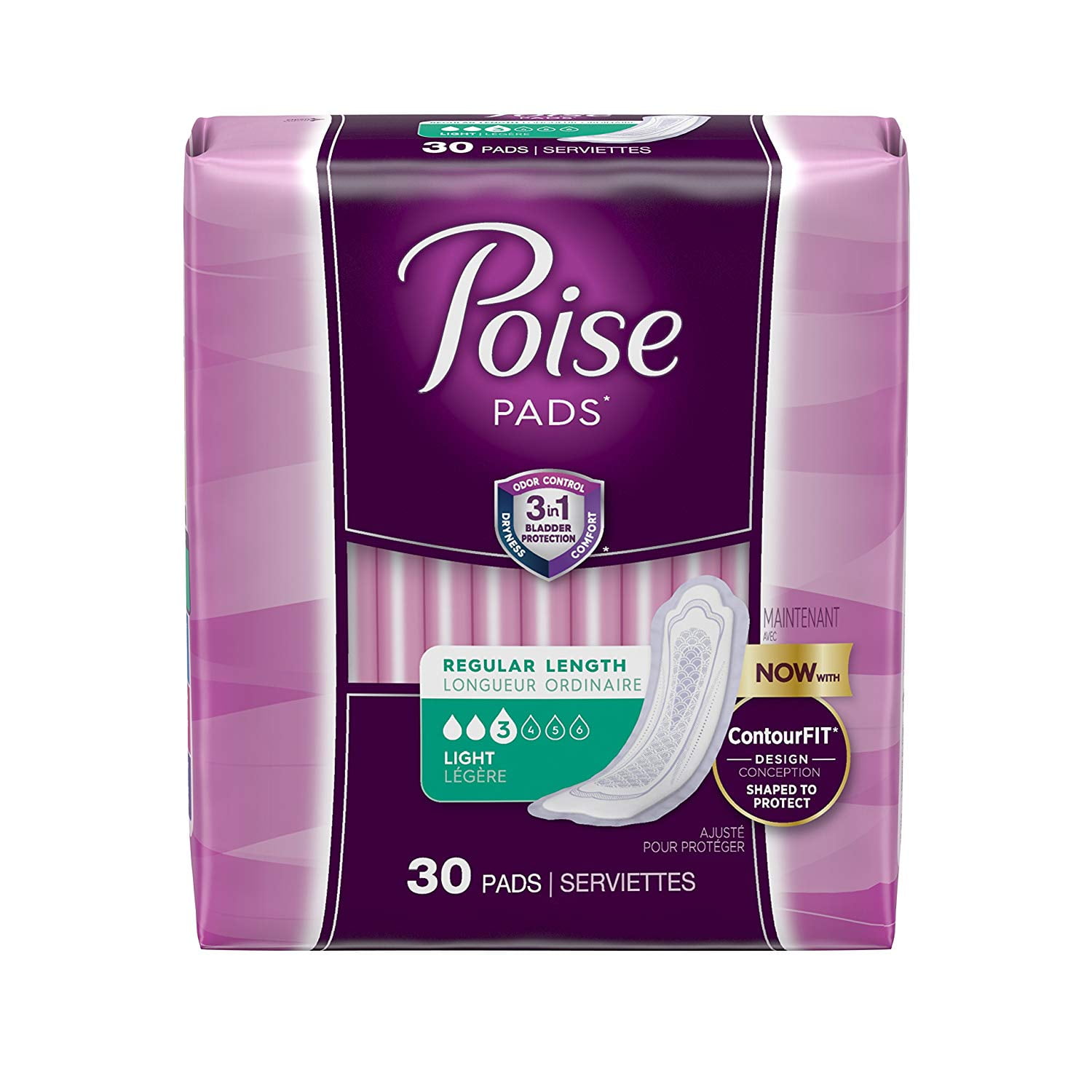 Poise Bladder Control Pad, Ultra Thin Light Absorbency Absorb, Case of