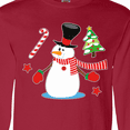 thumbnail image 4 of Inktastic Top Hat Snowman with Christmas Tree and Candy Cane Long Sleeve T-Shirt, 4 of 5