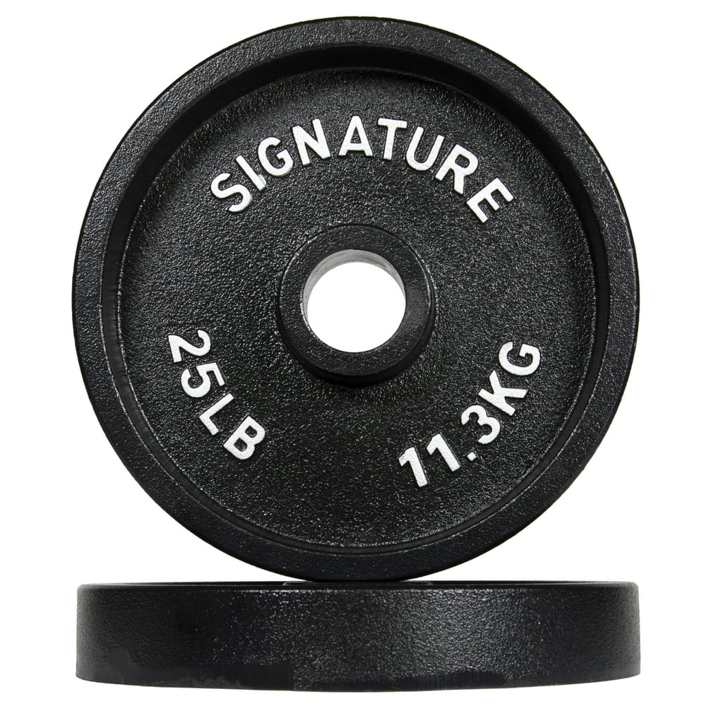 Signature Fitness Deep Dish 2 In. Olympic Cast Iron Weight Plates with Signature Fitness Deep Dish 2 In. Olympic Cast Iron Weight Plates with
