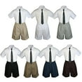 thumbnail image 1 of 3pc Set Boy Toddler Formal Party Black Necktie White Black Khaki Shorts S-4T, 1 of 2