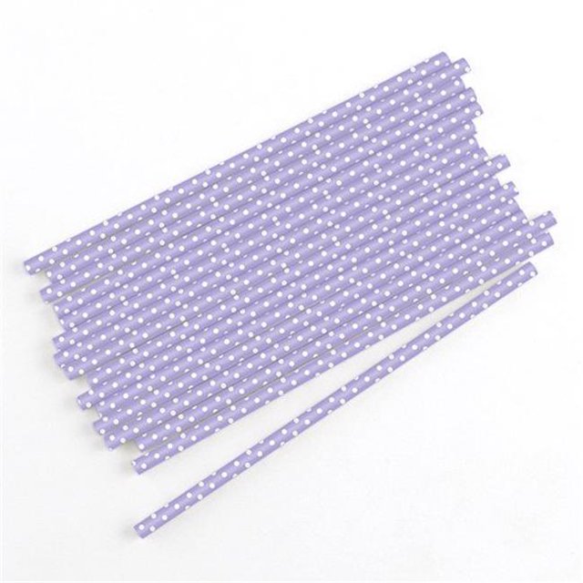Weddingstar 9663-04 Sippers Small White Polka Dot Paper Straws Lavender