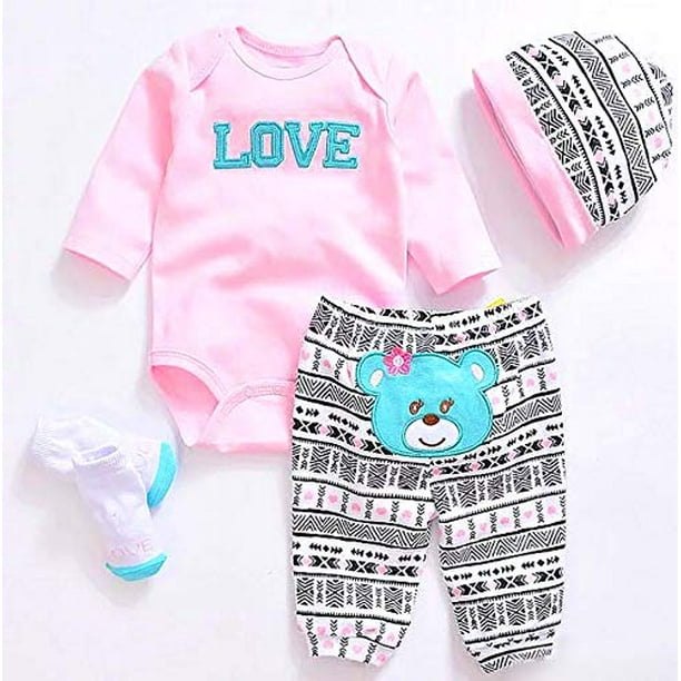 Reborn Dolls Baby Clothes Pink Outfits for 20- 22 Reborn Doll Girl Baby  Clothing Baby Sets 