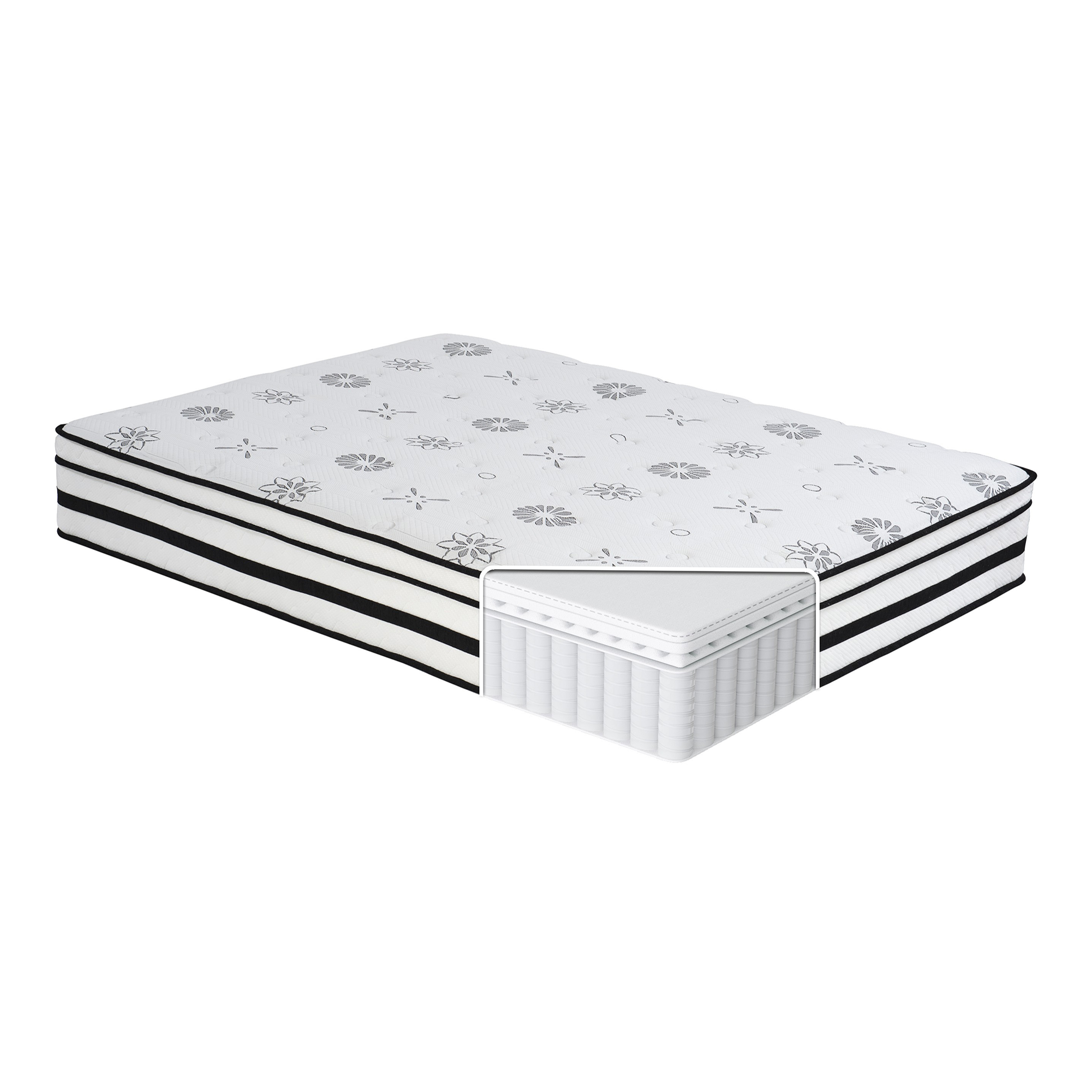JERFIT 12 Inch King Hybrid Mattress in a Box, Medium Plush Feel, Gel-Infused Foam Pocket Coils for Cool Sleep Motion Isolation, CertiPUR-US Certified