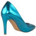 thumbnail image 3 of TOP MODA Shoes Women Stiletto High Heel Classic Pumps Pointed Toe MONROE-1 Turquoise Blue Metallic Patent 6, 3 of 3