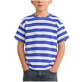 thumbnail image 2 of hengsof Boys' Stylish Striped Casual T-Shirt Summer Short Sleeve Round Neck Cotton Comfortable Top Versatile Everyday Shirt for Children 1-14Y, 2 of 5