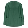 thumbnail image 5 of Stichou Women's Zipper Knitted Jacket Zip Up Sweaters Long Sleeve Casual Loose Outwear with Pockets Green 2XL, 5 of 7