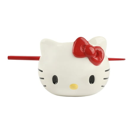 Hello Kitty Character Head White Sculpted Ceramic Ramen Bowl