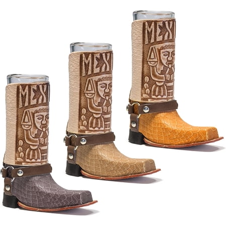 Mexican Leather Texan Boot Tequila Shot - Original Artisan Bota Texana para Tequila 1 pc (Assorted Colors)