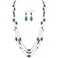 thumbnail image 3 of Coiris Collier Déclaration à 3 Couches Turquoise et Perles de Bois Simulé pour Femmes avec Boucles d'Oreilles (N0042), 3 of 4