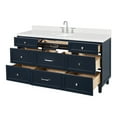 thumbnail image 4 of Ariel Monroe 66 Inch Single Oval Sink Bathroom Vanity With Carrara White Quartz Countertop 1.5 inch Edge In Midnight Blue, 4 of 7