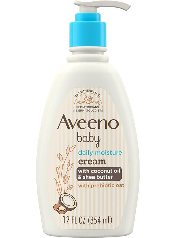Aveeno Baby Daily Moisturizing Cream with Prebiotic Oat & Shea Butter, Gentle Coconut Scent, 12 oz, 6 Pack