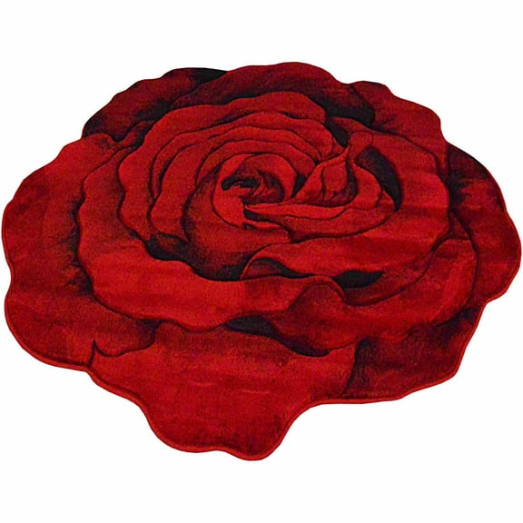 Flowers Rug Design 304 - 2'6"x2'6" Round, Red