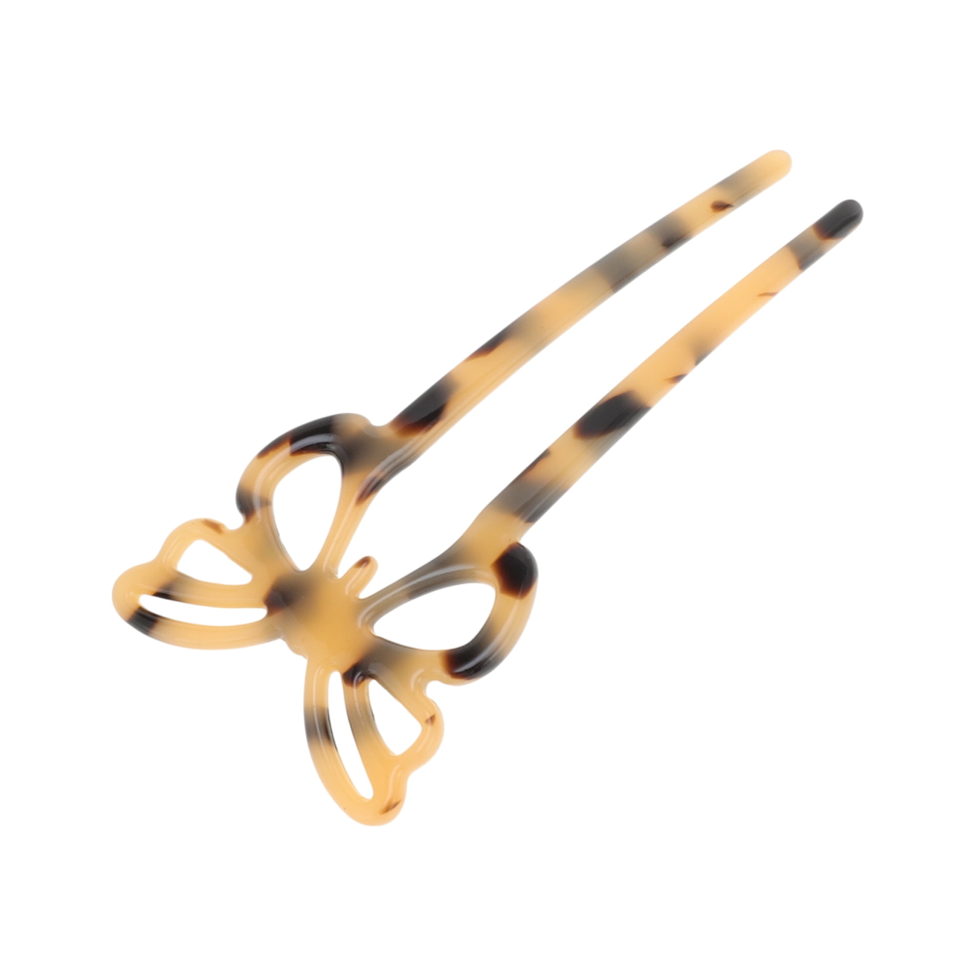 Unique Bargains Butterfly Hair Stick Fork Pins for Women 1 Pc White, Coffee Color