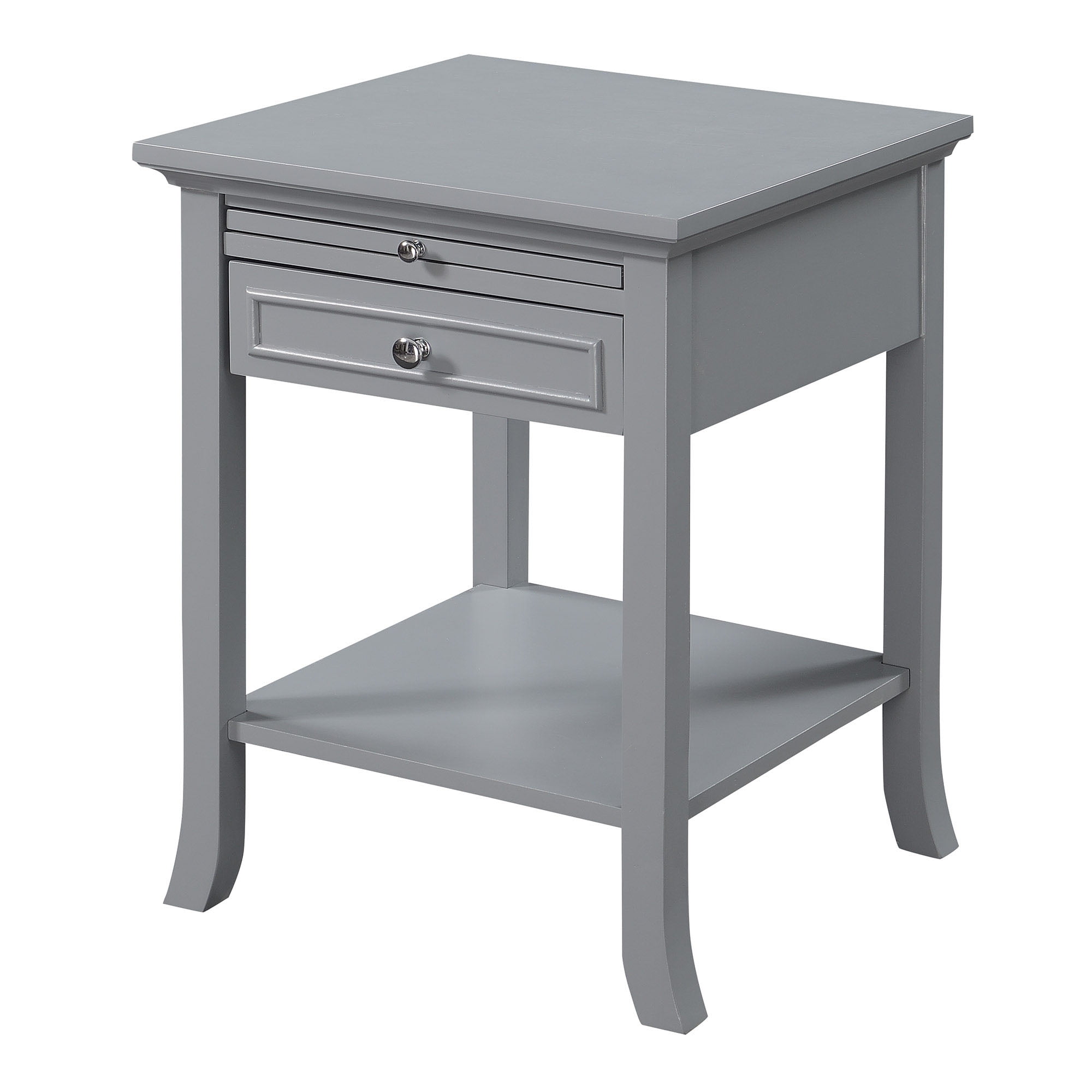 Convenience Concepts American Heritage Logan 1 Drawer End Table with Pull-Out Shelf, Gray