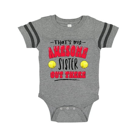 

Inktastic That s My Awesome Sister Out There with Tennis Balls Gift Baby Boy or Baby Girl Bodysuit