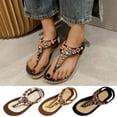 thumbnail image 7 of Xfvqtps Womens Thong Sandals T-Strap Flip Flop Flat Colorful Bead Decoration Ethnic Style Slingback Elastic Strap Non Slip Casual Fashion Summer Beach Sandals Beige, 7 of 7