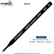 Schmidt 888 Black 4-Pack Safety Ceramic Rollerball Refill, Ceramic Tip Plastic Tube, 0.7mm Medium Point