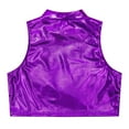 thumbnail image 3 of Alvivi Kids Girls Metallic Sleeveless Turtleneck Tops Gymnastics Workout Tank Vest 8-16 Purple 16, 3 of 7