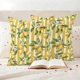 thumbnail image 3 of Lemon Leaves Outdoor Waterproof Pillow Covers, Yellow Vertical Stripes Spring Flowers Decorative Square Throw Pillowcase Sofa Cushion Sham for Patio/Couch/Chair, 16"x16" 2 Pack, 3 of 8