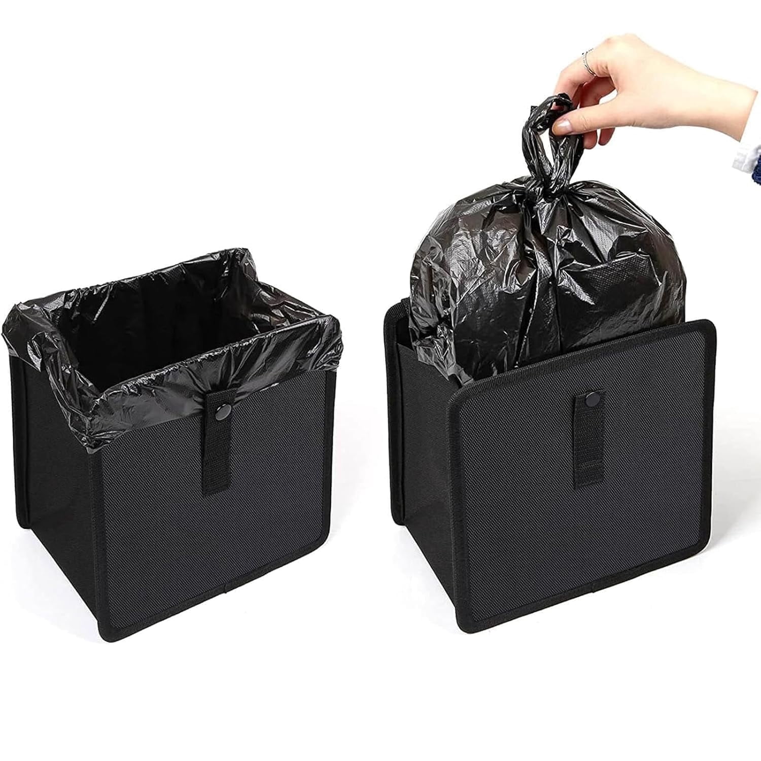 MSINMKOK Red Glitter Car Trash Can With Lid - Collapsible Waterproof Auto Garbage Bag & Organizer - View #2